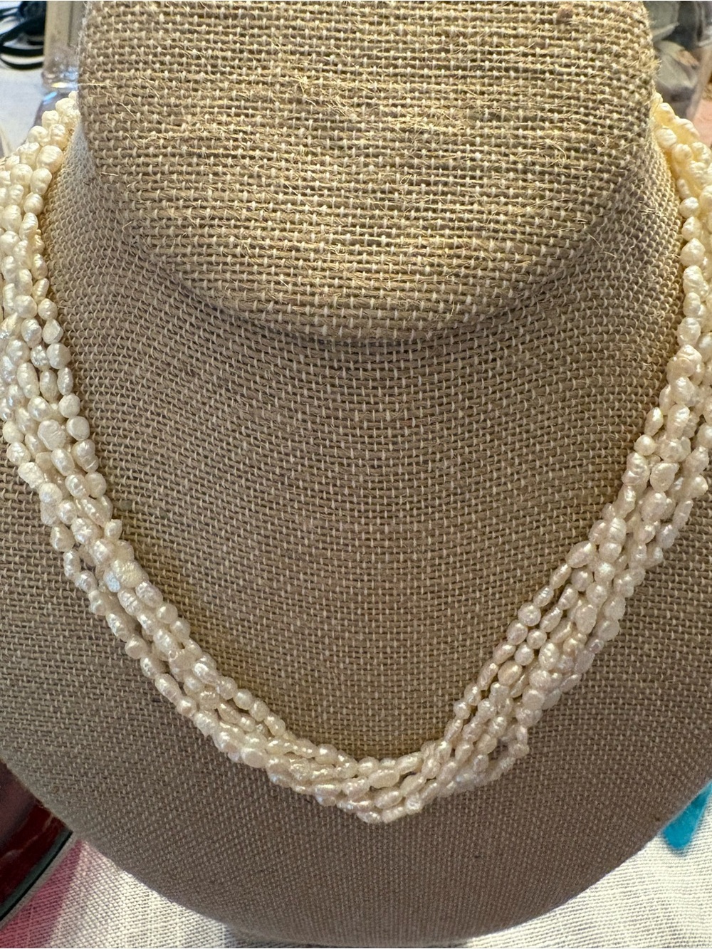Multi-Strand Freshwater Pearl Necklace - Cream